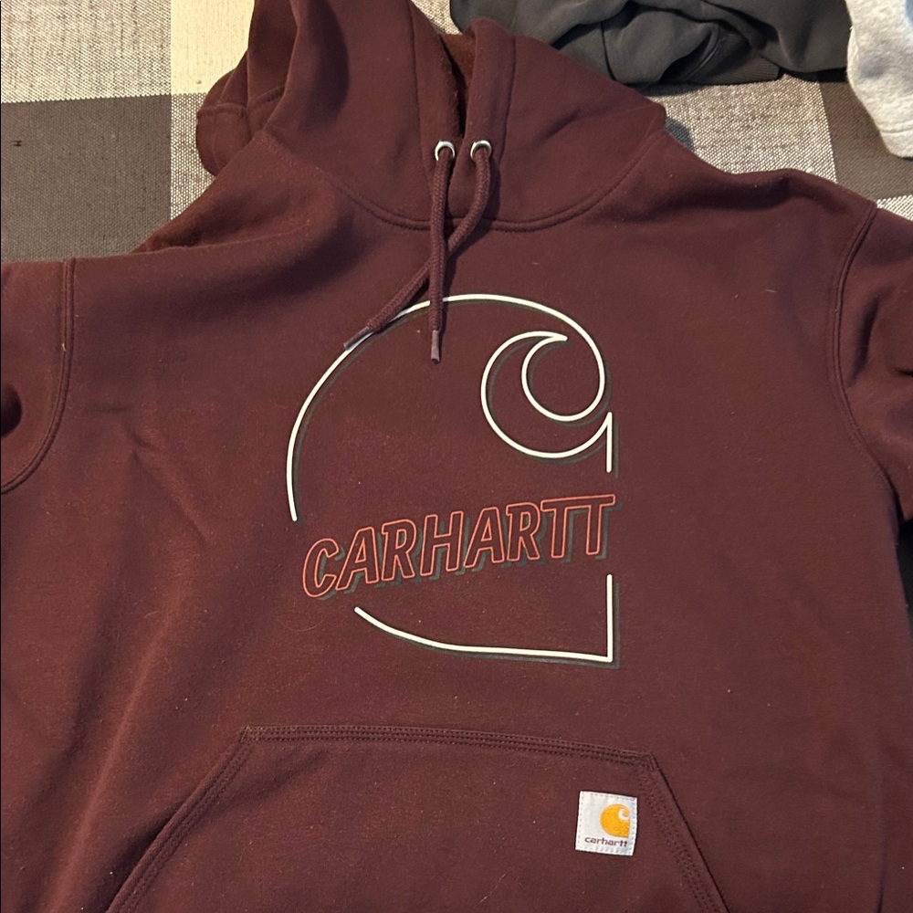 Carhartt Burgundy Hoodie with Logo